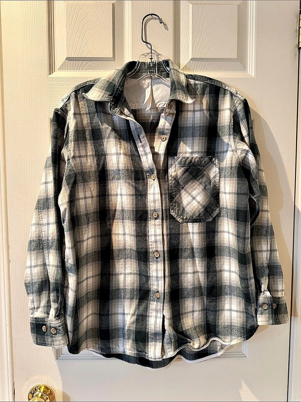 199 - The Group by Babaton Plaid Cotton Button Down in Gray & White
